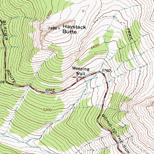Topographic Map of Weeping Wall, MT