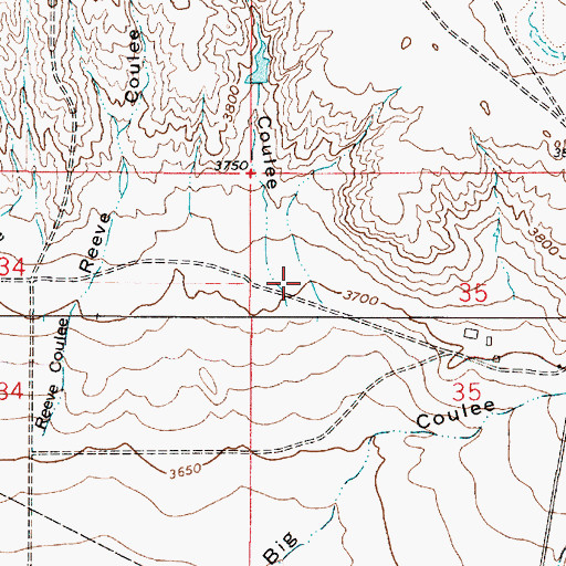 Topographic Map of Wescott Coulee, MT