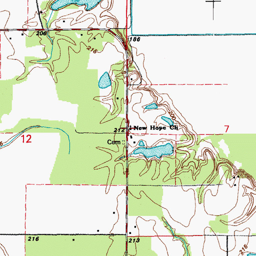 Topographic Map of New Hope United Methodist Church, AR