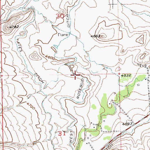Topographic Map of West Rosebud Ditch, MT