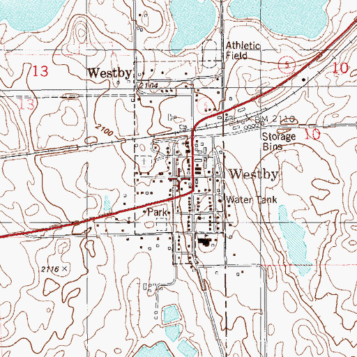 Topographic Map of Westby, MT