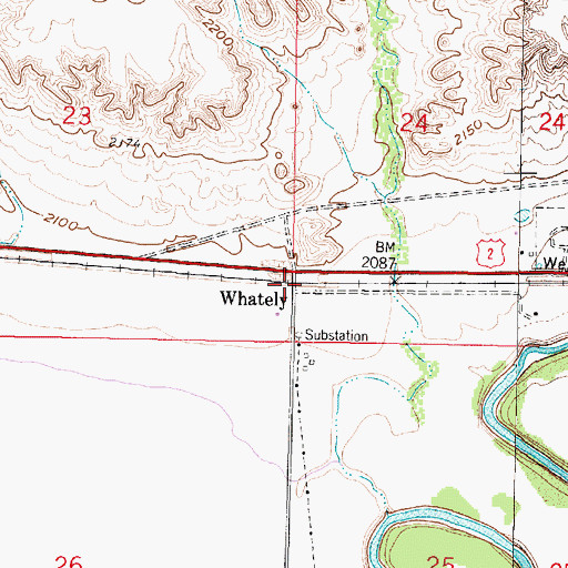 Topographic Map of Whately, MT