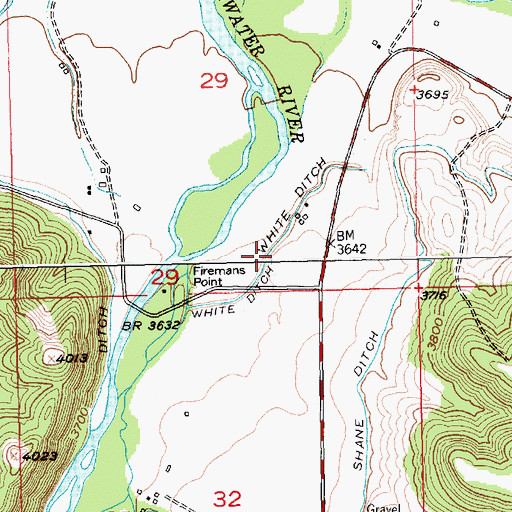 Topographic Map of White Ditch, MT