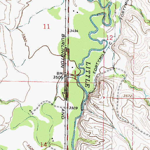 Topographic Map of White Man Runs Him Creek, MT