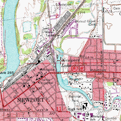 Topographic Map of Newport Lake, AR