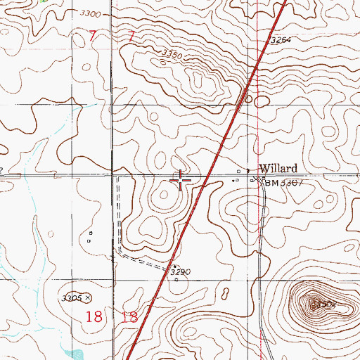 Topographic Map of Willard, MT