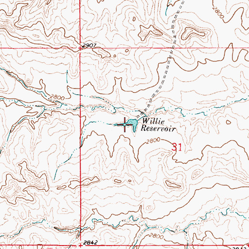 Topographic Map of Willie Reservoir, MT