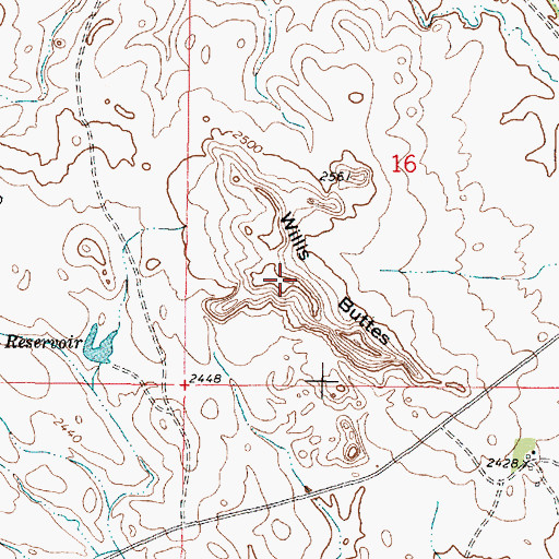 Topographic Map of Willis Buttes, MT