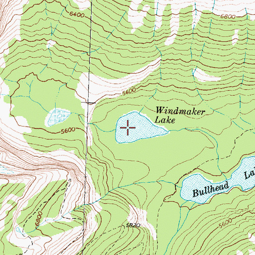 Topographic Map of Windmaker Lake, MT