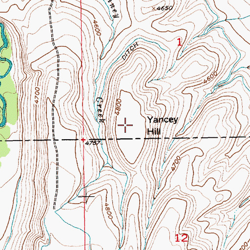 Topographic Map of Yancey Hill, MT