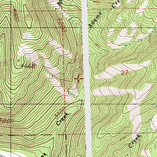 Topographic Map of Adams Creek, MT
