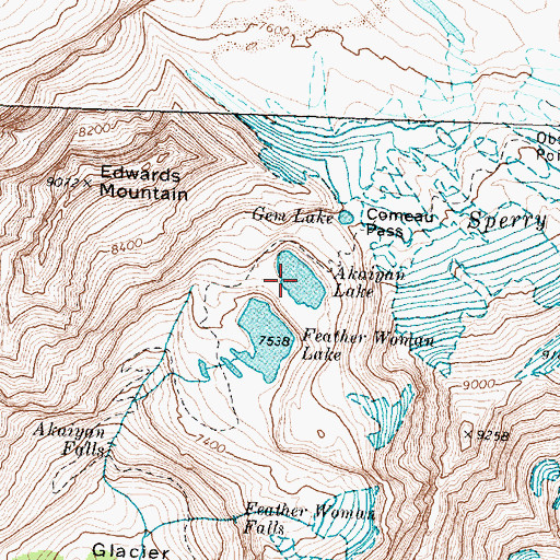 Topographic Map of Akaiyan Lake, MT