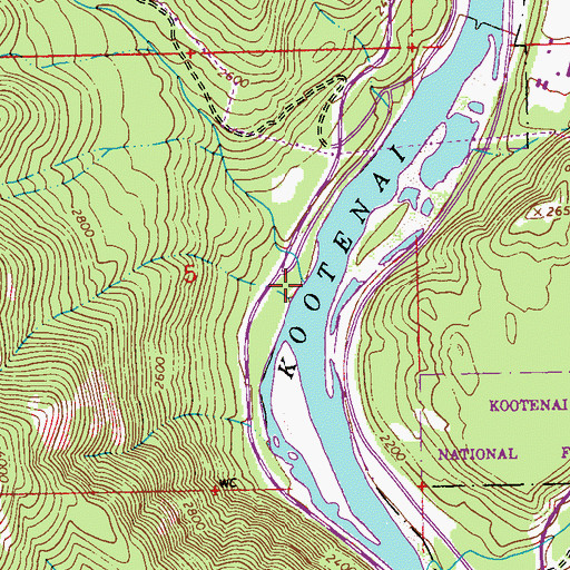 Topographic Map of Alexander Creek, MT