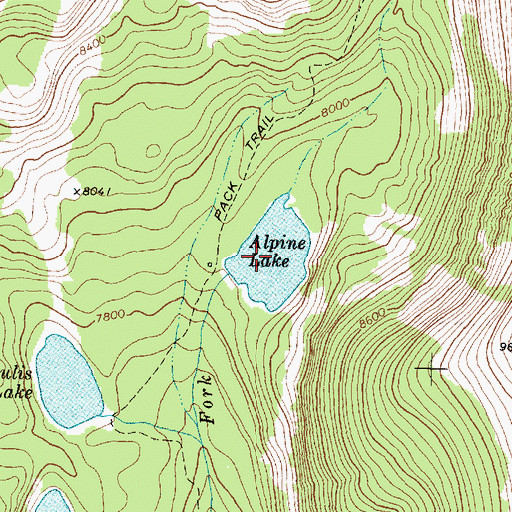 Topographic Map of Alpine Lake, MT