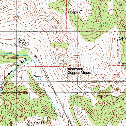 Topographic Map of Anaconda Copper Mines, MT
