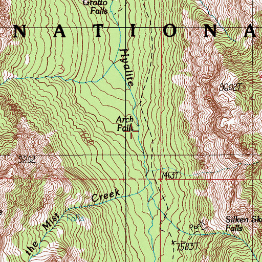 Topographic Map of Arch Falls, MT