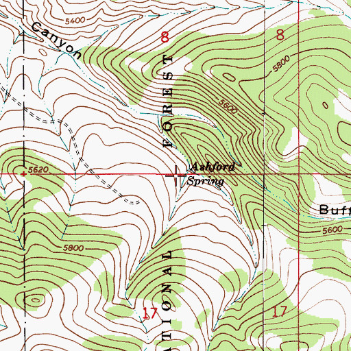 Topographic Map of Ashford Spring, MT