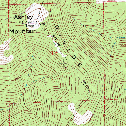 Topographic Map of Ashley Divide Trail, MT