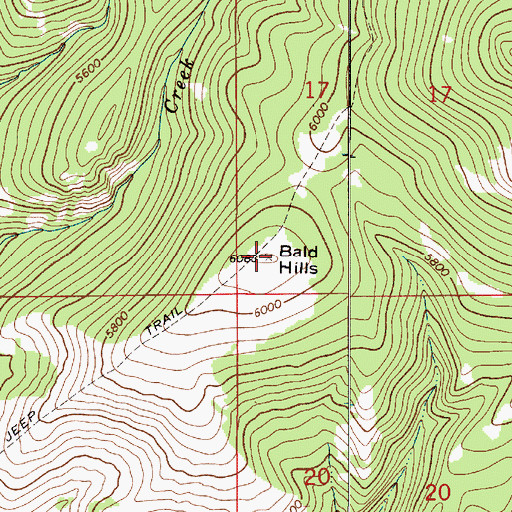 Topographic Map of Bald Hills, MT