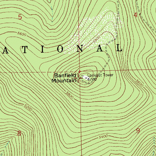 Topographic Map of Banfield Mountain, MT