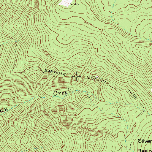 Topographic Map of Baptiste Lookout Trail, MT