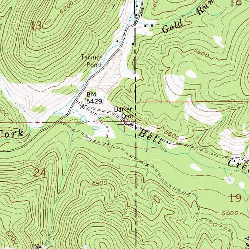 Topographic Map of Barker Cemetery, MT