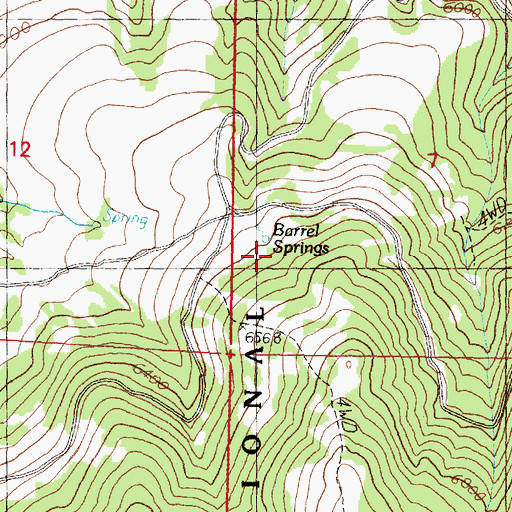 Topographic Map of Barrel Springs, MT