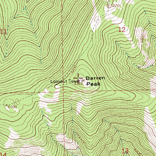Topographic Map of Barren Peak, MT