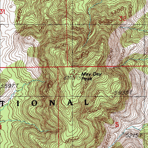 Topographic Map of May Day Peak, AZ
