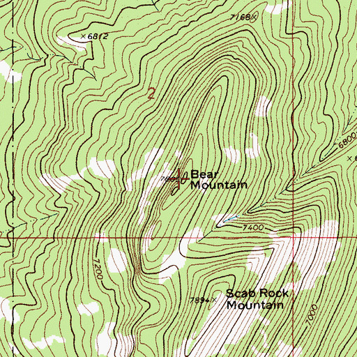 Topographic Map of Bear Mountain, MT