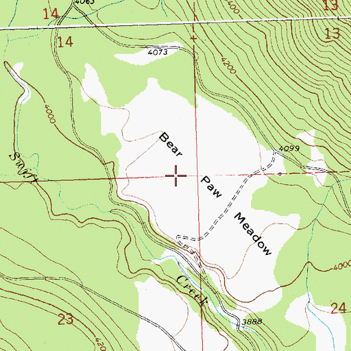 Topographic Map of Bear Paw Meadow, MT