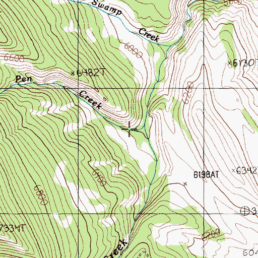 Topographic Map of Bear Pen Creek, MT