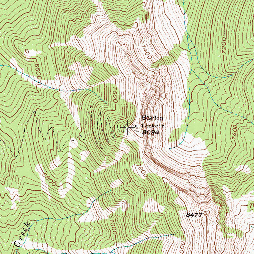 Topographic Map of Beartop Lookout, MT