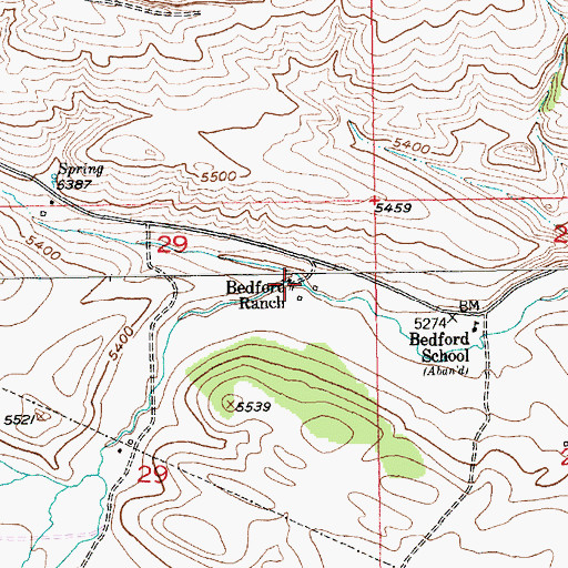 Topographic Map of Bedfork Ranch, MT