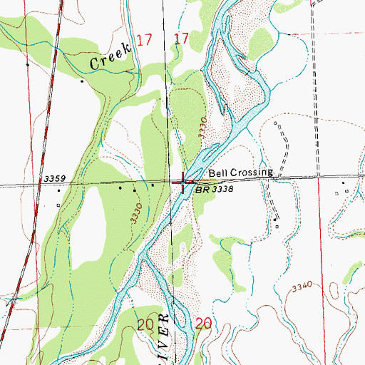 Topographic Map of Bell Crossing, MT