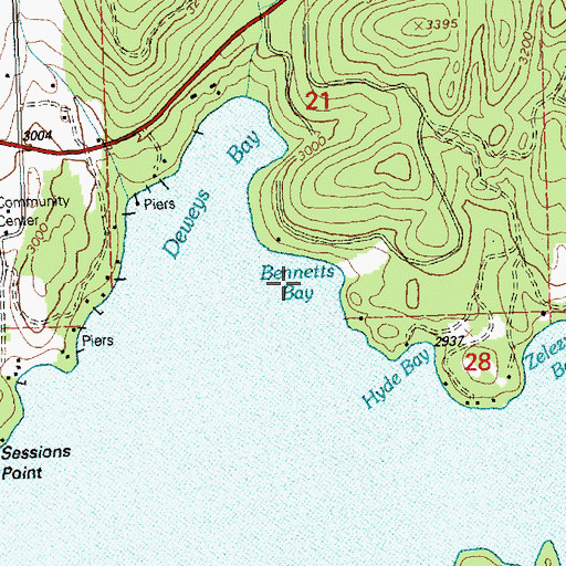 Topographic Map of Bennetts Bay, MT