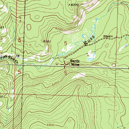Topographic Map of Bentz Mine, MT