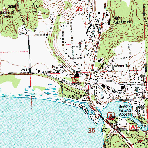 Topographic Map of Big Fork Ranger Station, MT