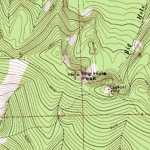 Topographic Map of Big Hole Peak, MT