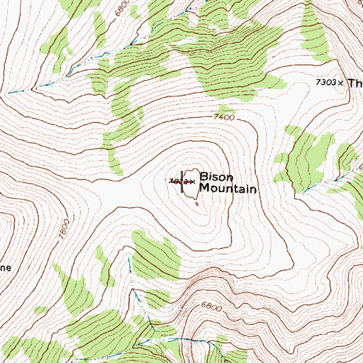 Topographic Map of Bison Mountain, MT
