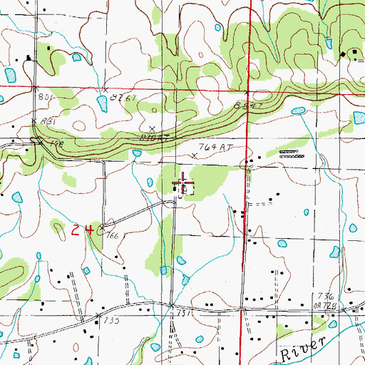 Topographic Map of Pilot Prairie Presbyterian Church, AR
