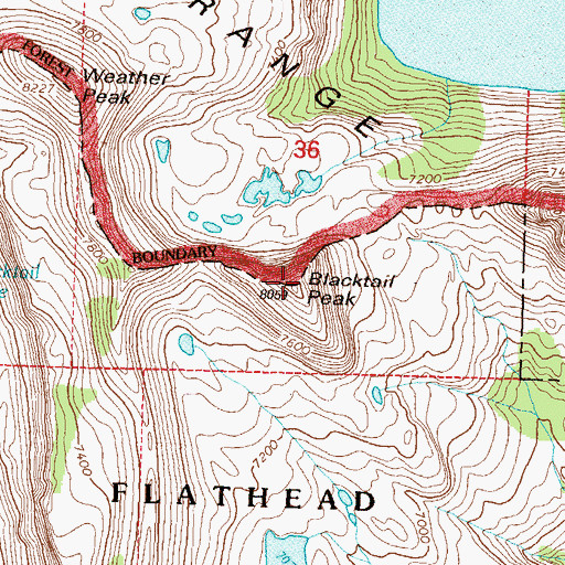 Topographic Map of Blacktail Peak, MT