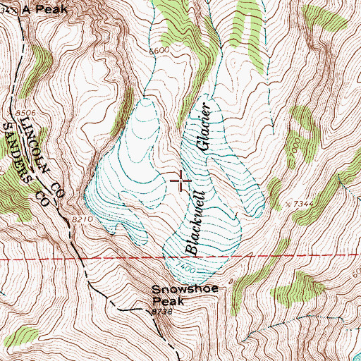 Topographic Map of Blackwell Glacier, MT