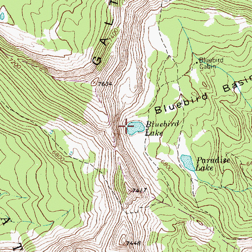Topographic Map of Bluebird Lake, MT