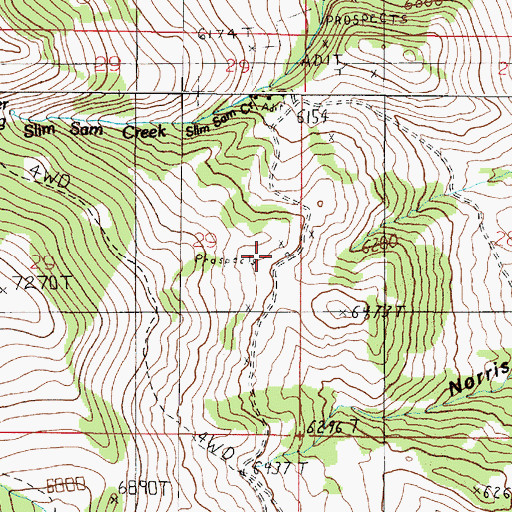 Topographic Map of Bonanza Mine, MT