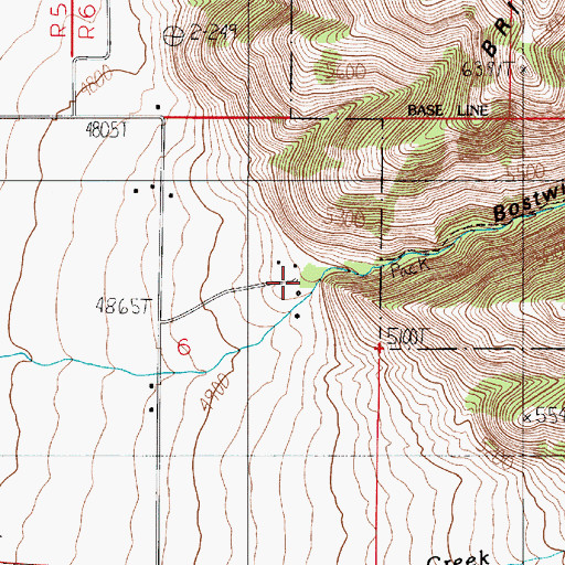 Topographic Map of Bostwick Canyon, MT