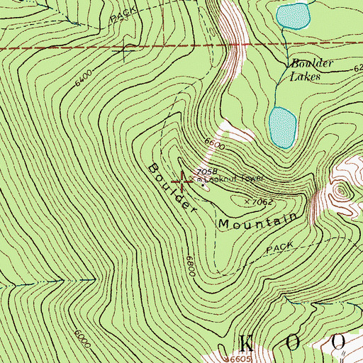 Topographic Map of Boulder Mountain, MT