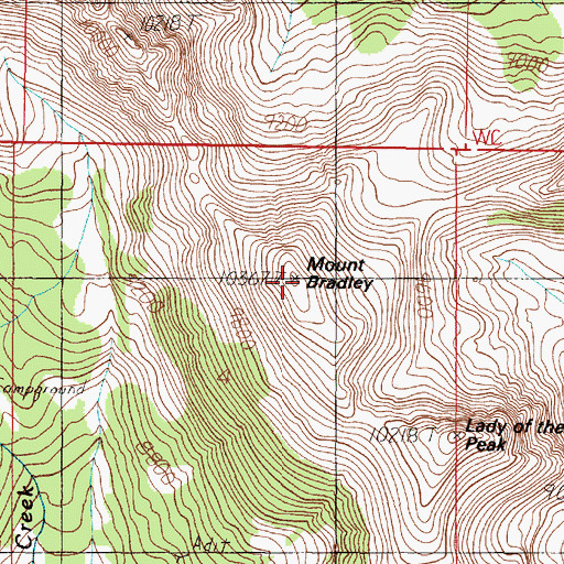 Topographic Map of Mount Bradley, MT