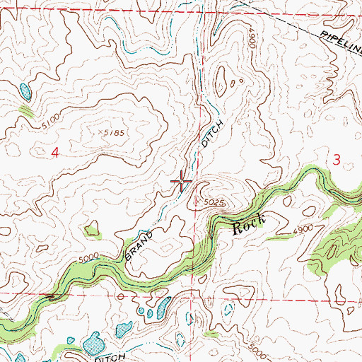 Topographic Map of Brand Ditch, MT