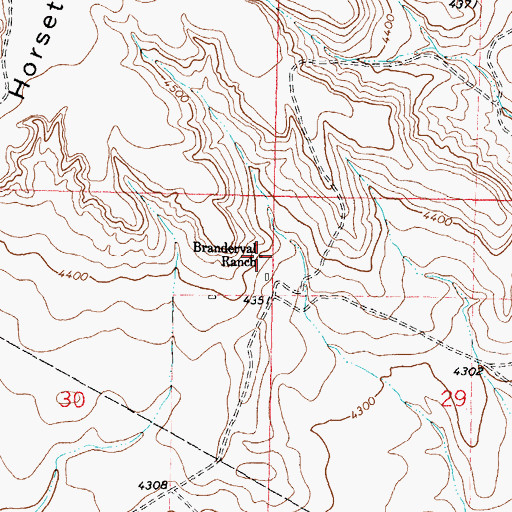 Topographic Map of Branderval Ranch, MT